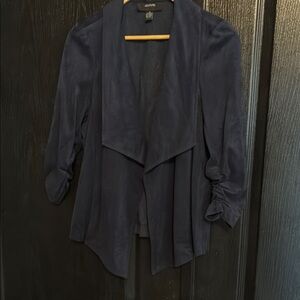 M. Alfani suede Navy Blue Open Front Jacket